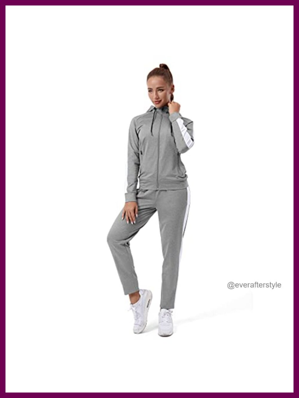 Women's 2 Piece Tracksuit Set Full Zip Hoodie Jogger Pants Slim Fit Gym